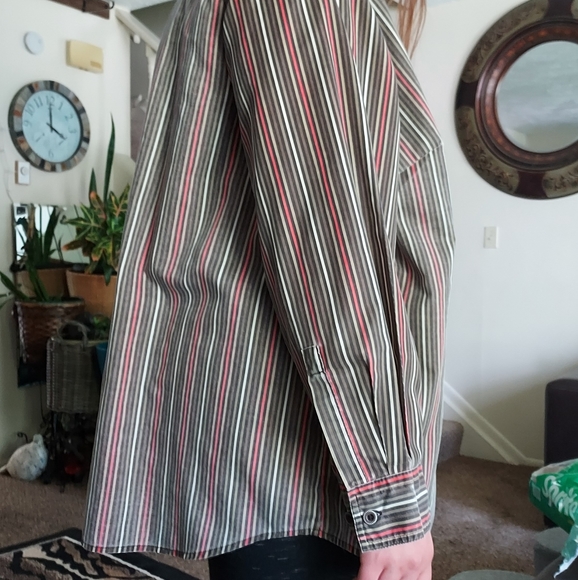 Roaman's Size 2X Striped Long+Sleeved Shirt - Picture 6 of 6